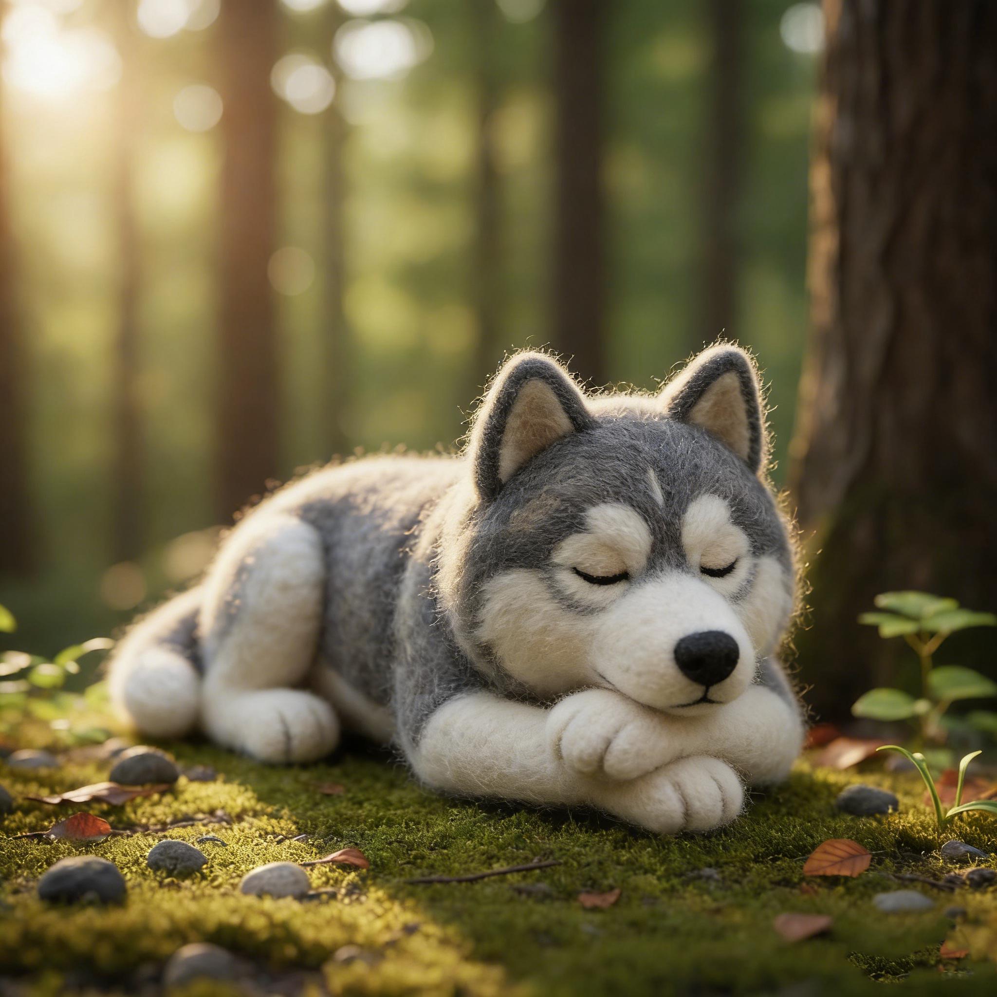 Needle Felted Husky Dog Wool Ornament - Image 2