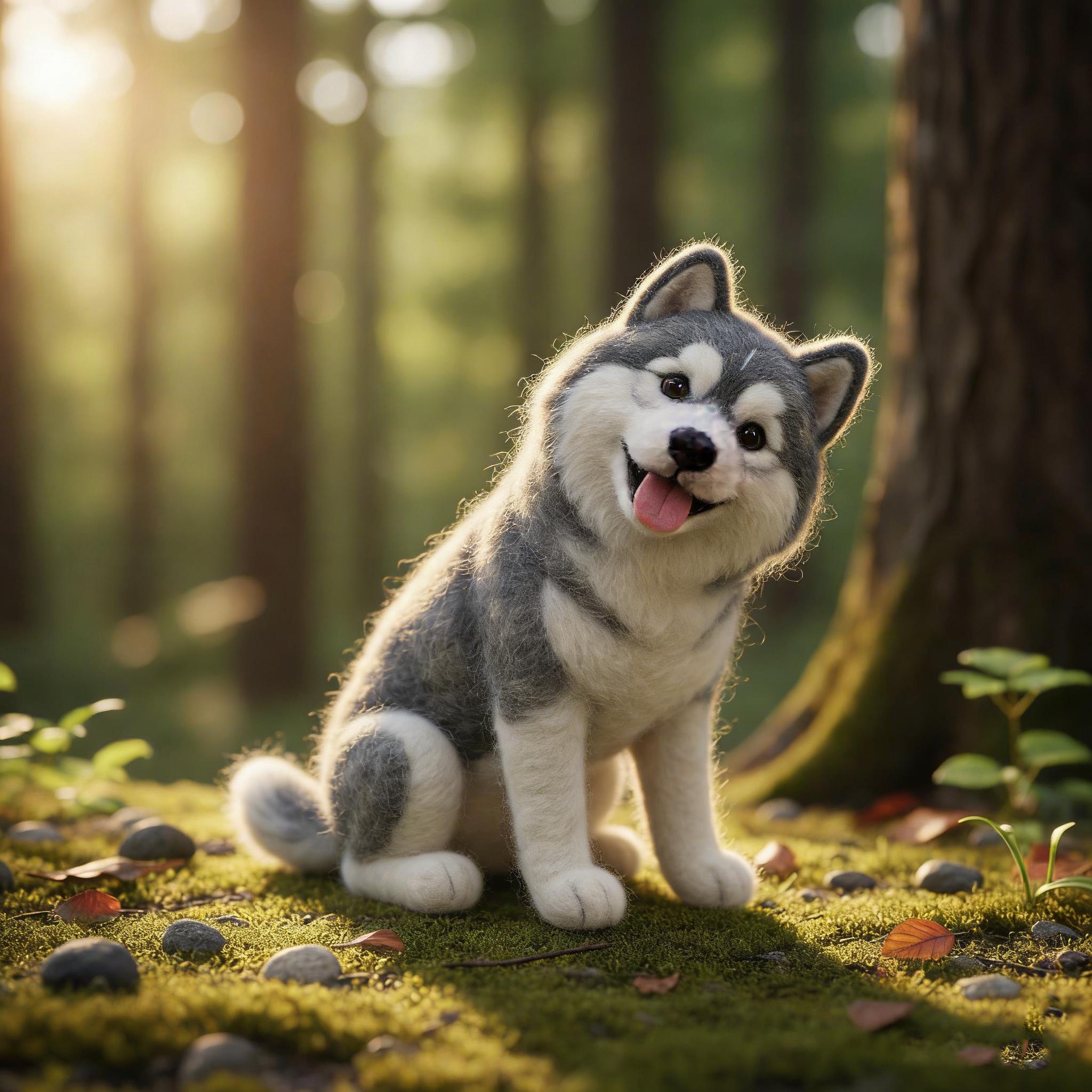Needle Felted Husky Dog Wool Ornament - Image 3
