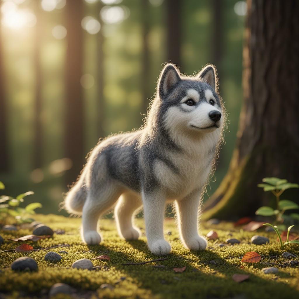 Needle Felted Husky Dog Wool Ornament - Image 4
