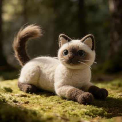 Needle Felted Siamese Cat Wool Ornament