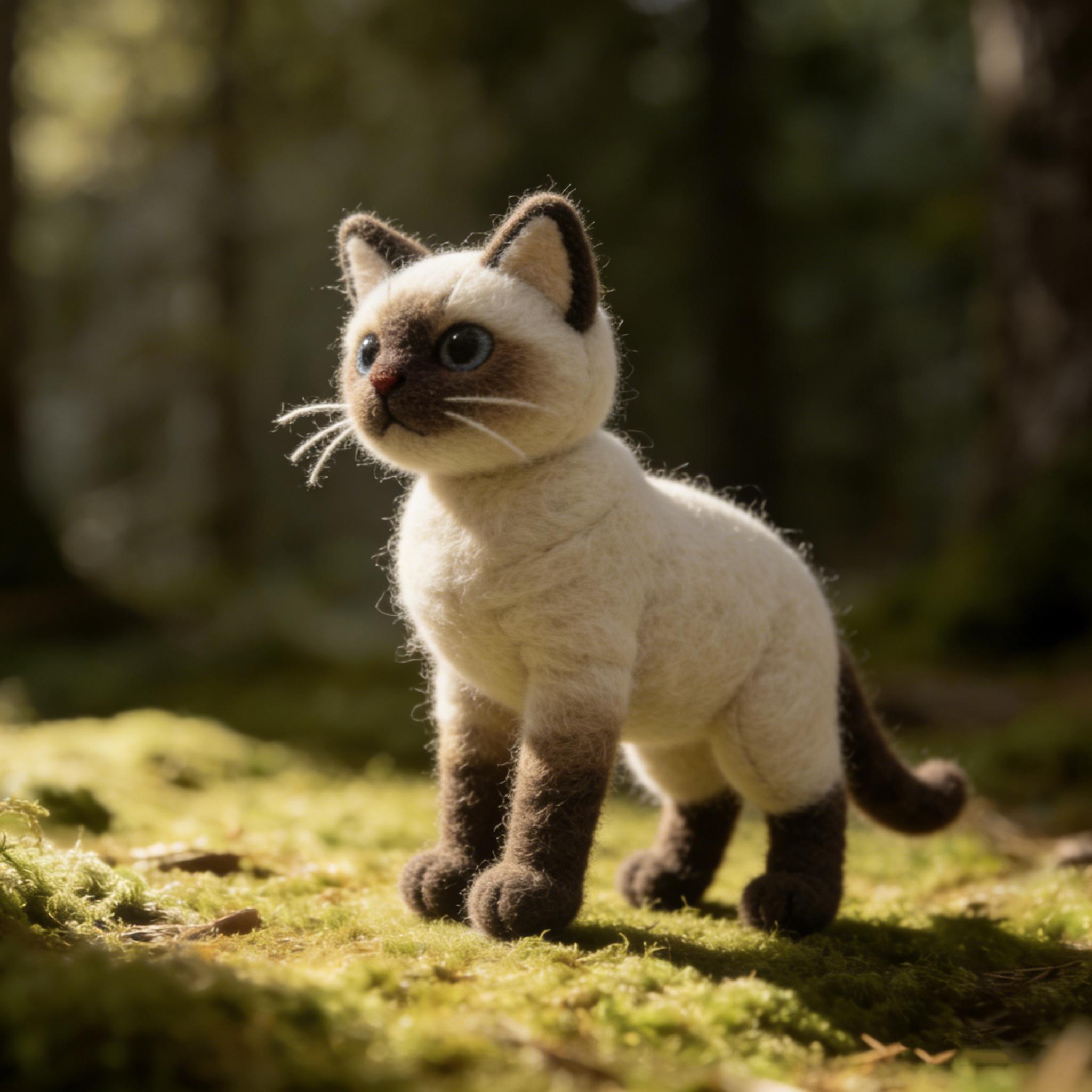 Needle Felted Siamese Cat Wool Ornament - Image 2