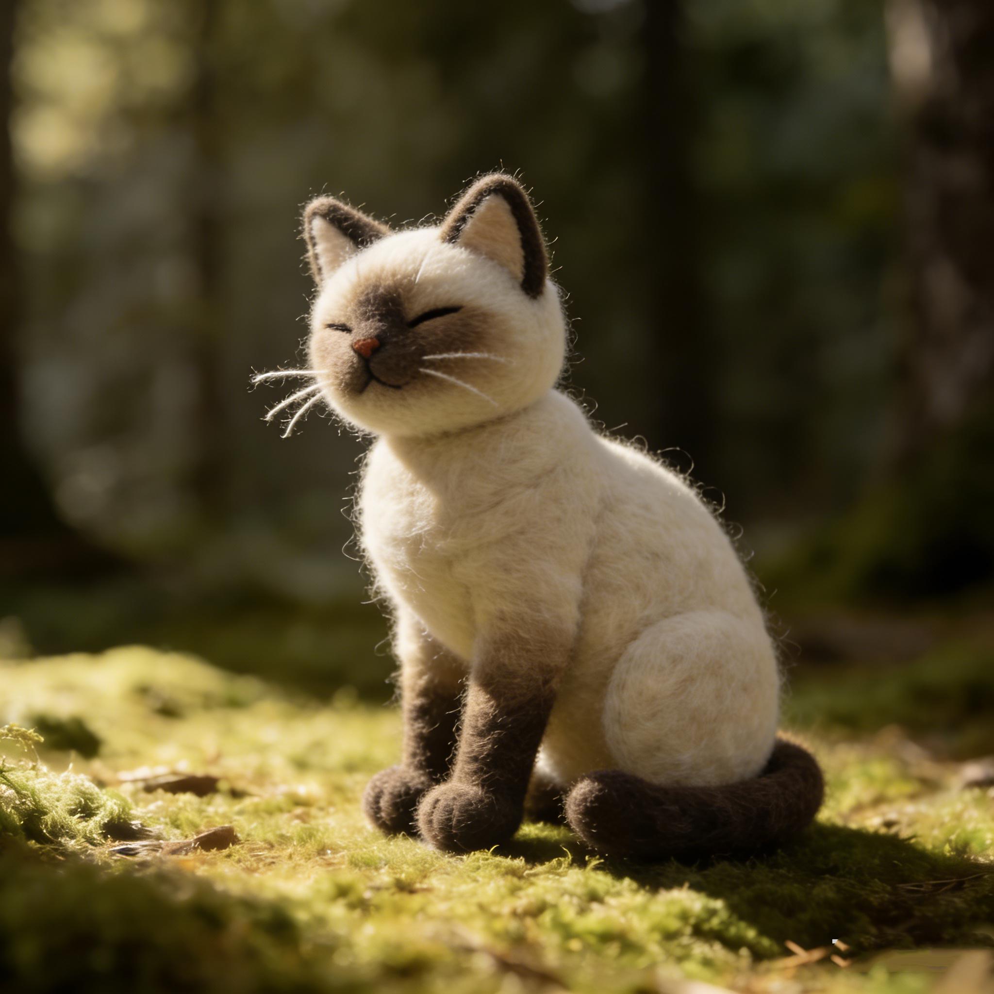 Needle Felted Siamese Cat Wool Ornament - Image 3
