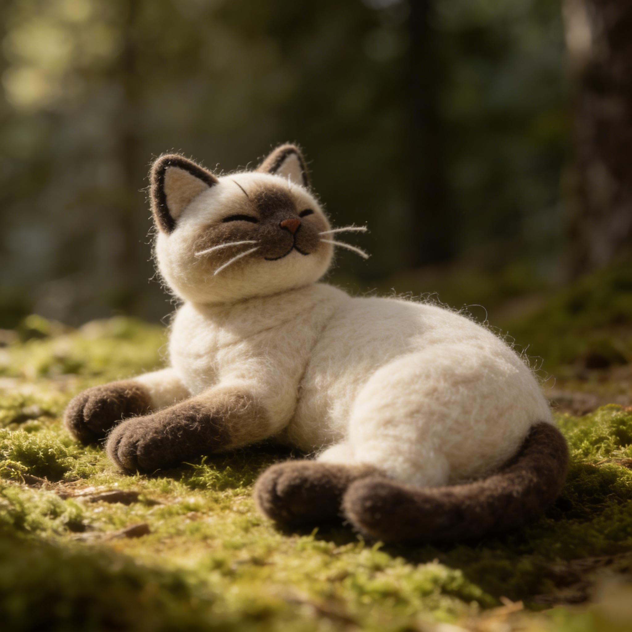 Needle Felted Siamese Cat Wool Ornament - Image 4