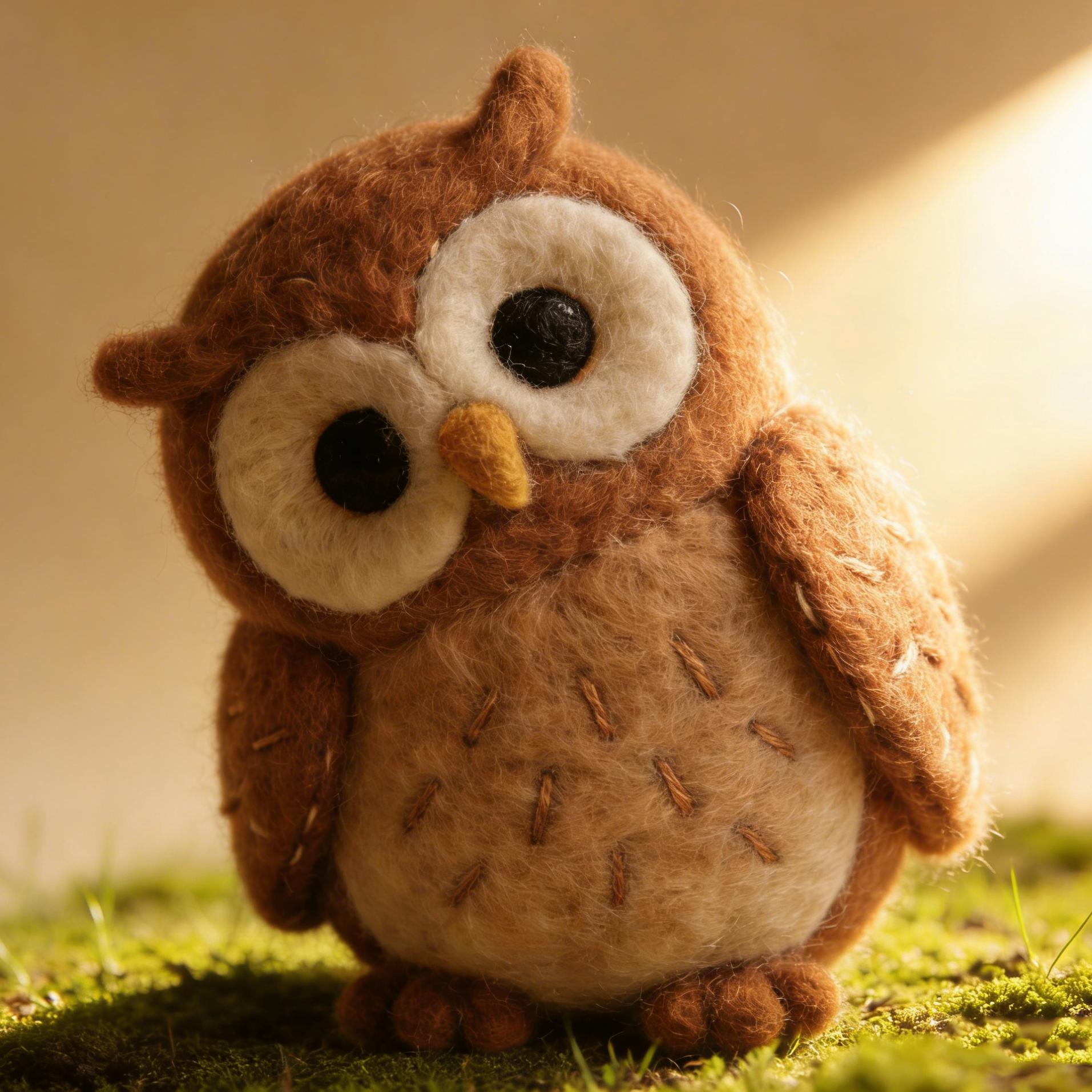 Needle Felted Owl Wool Ornament