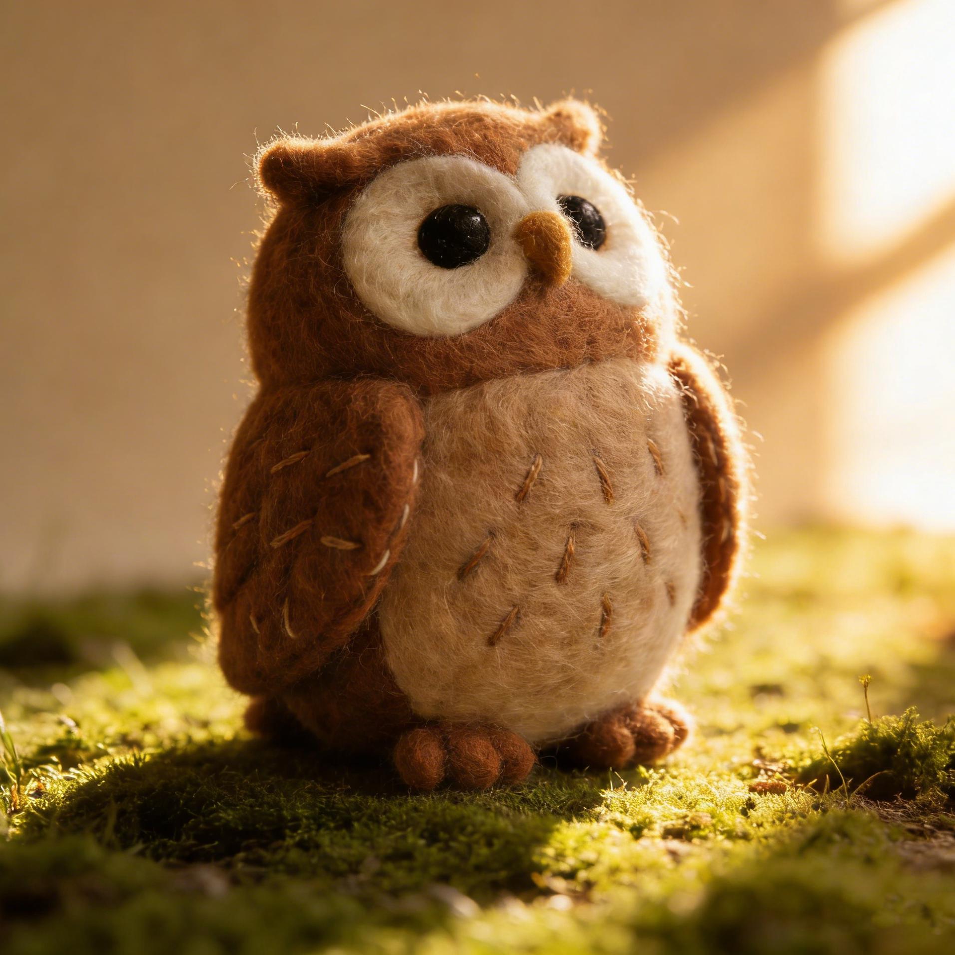 Needle Felted Owl Wool Ornament - Image 2