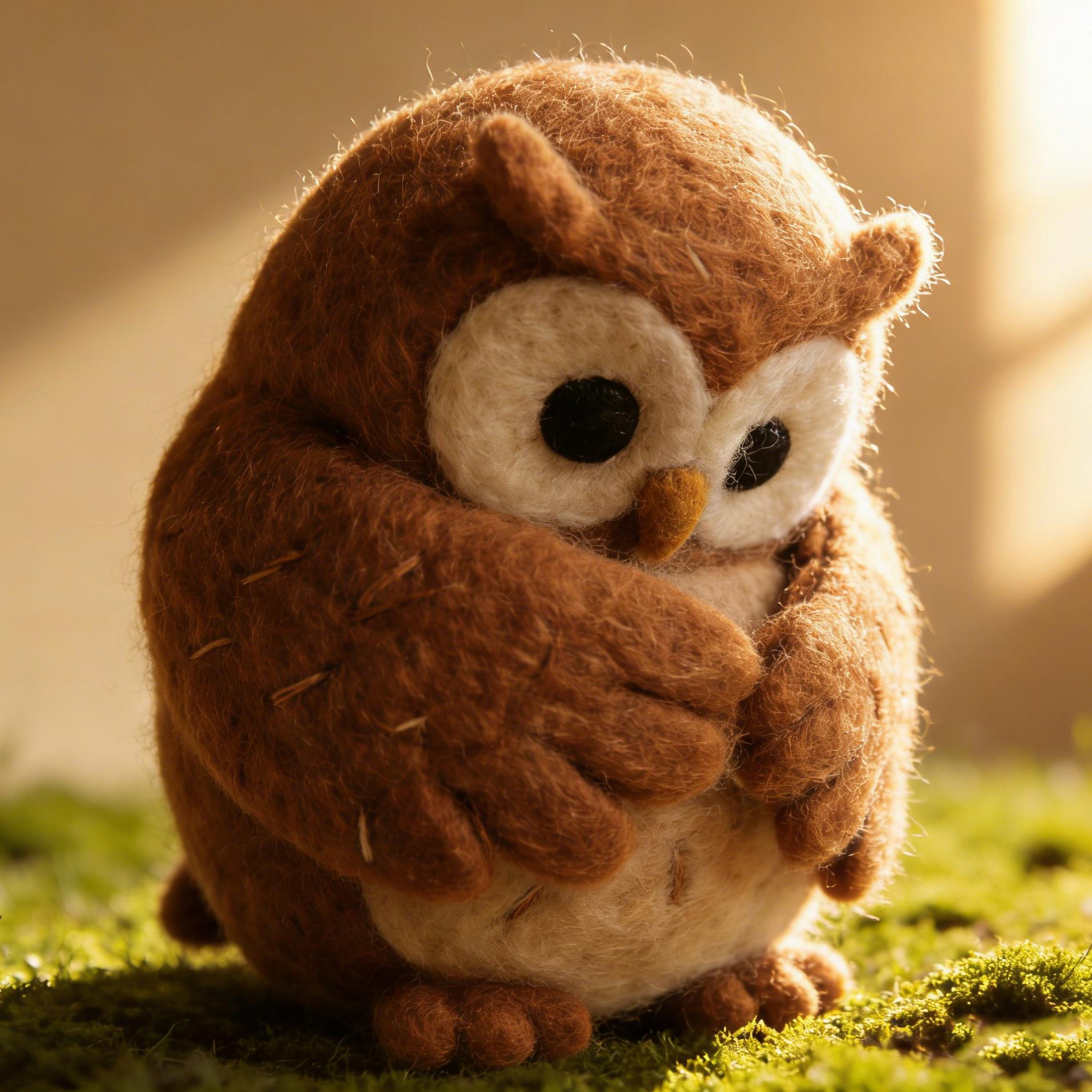 Needle Felted Owl Wool Ornament - Image 3