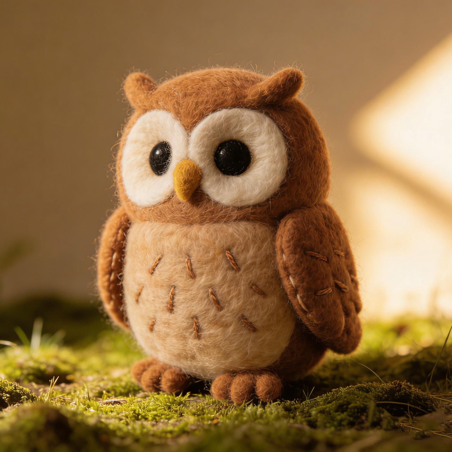 Needle Felted Owl Wool Ornament - Image 4