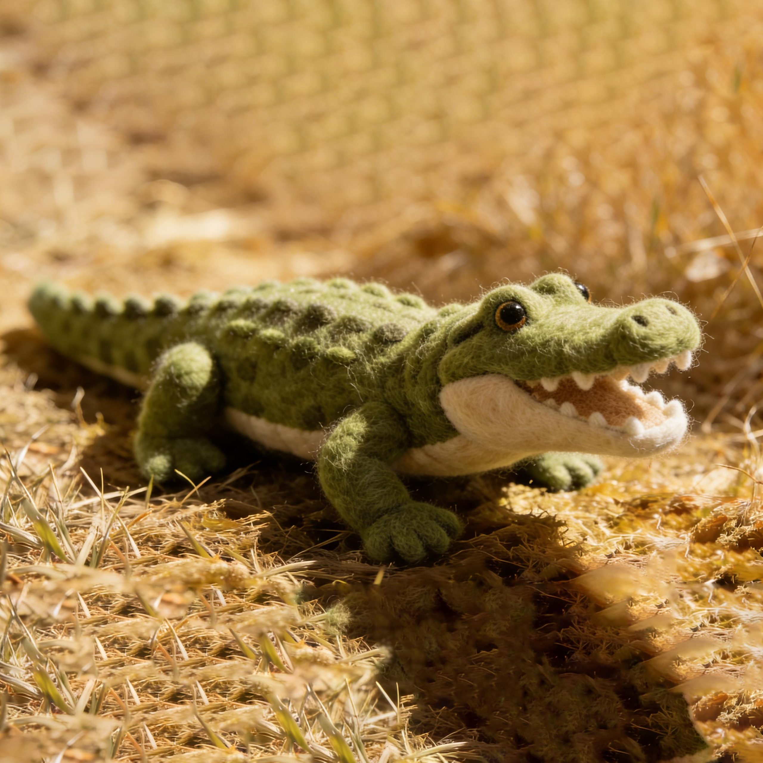 Needle Felted Crocodile Wool Ornament