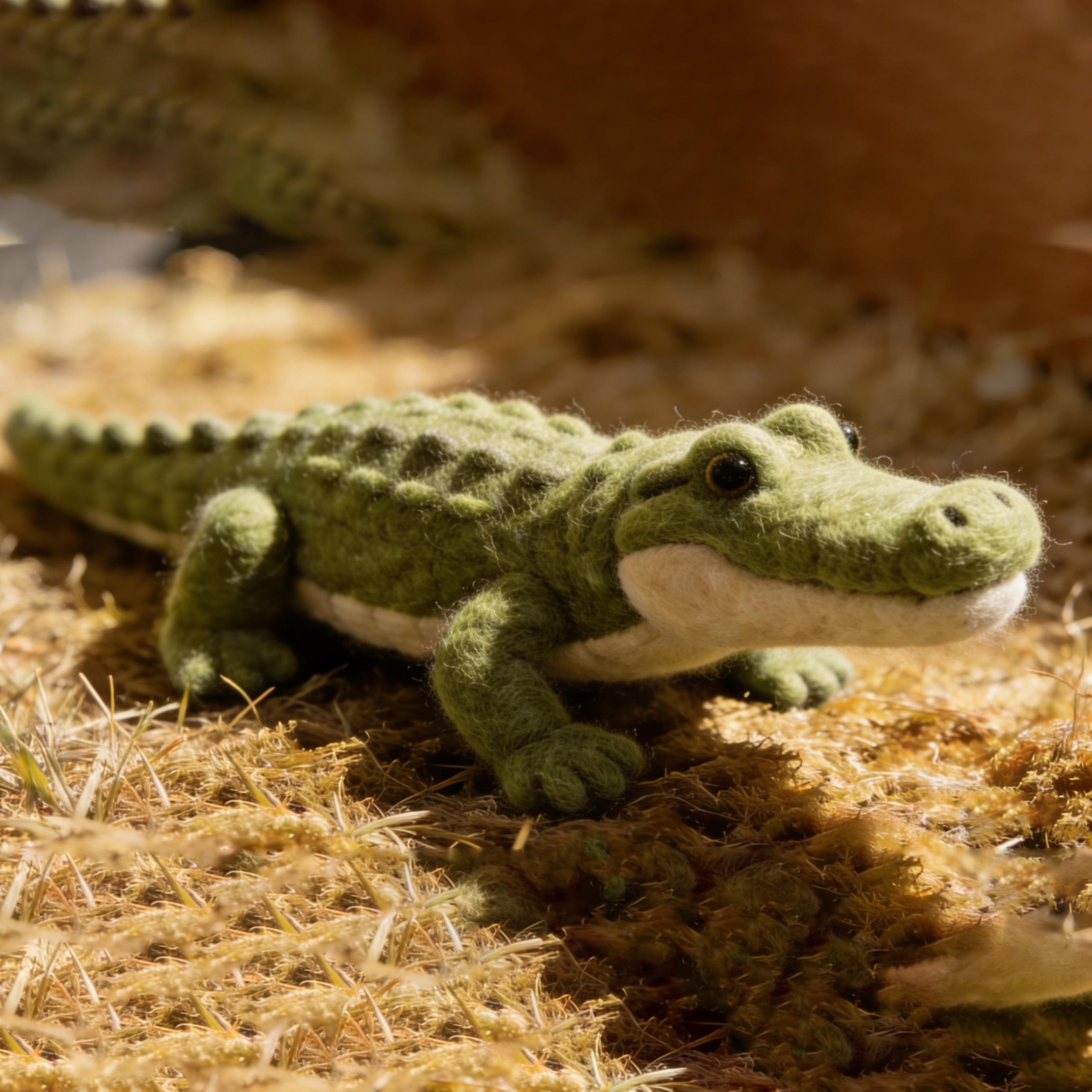 Needle Felted Crocodile Wool Ornament - Image 3