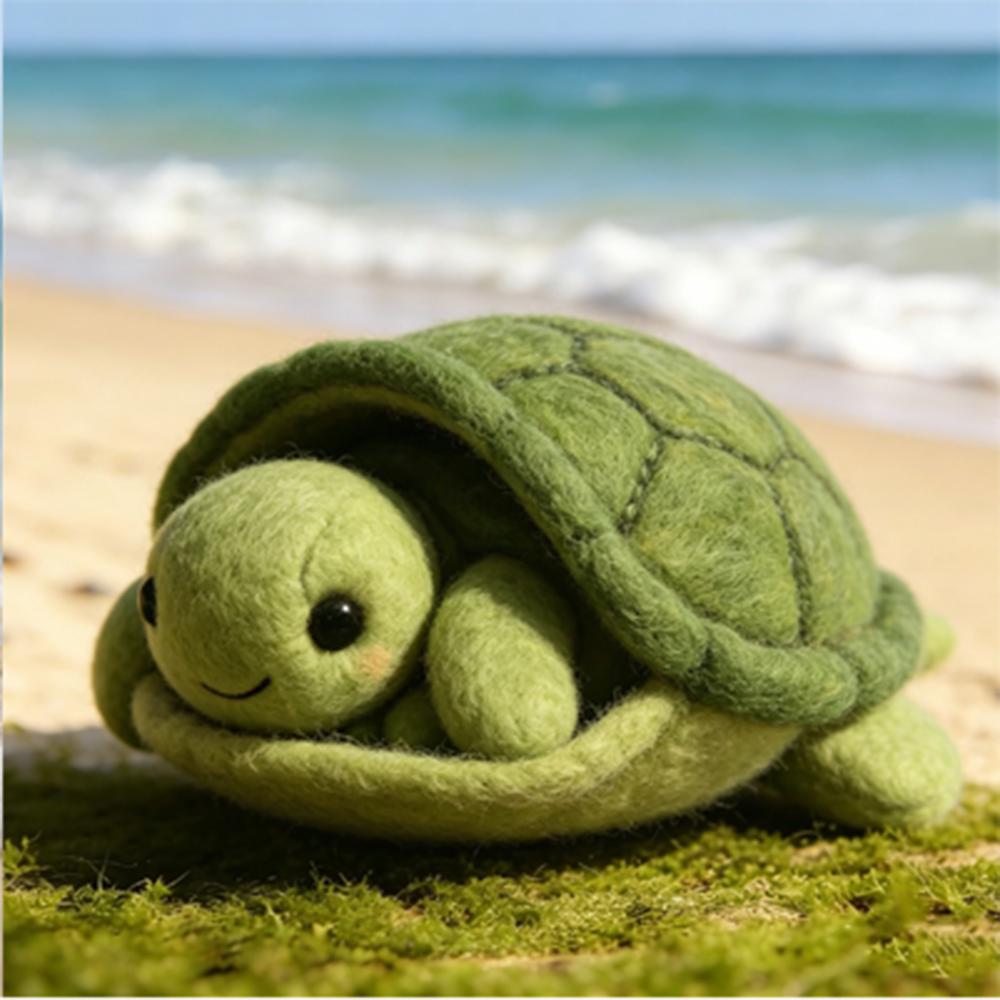 Needle Felted Sea Turtle Wool Ornament - Image 2