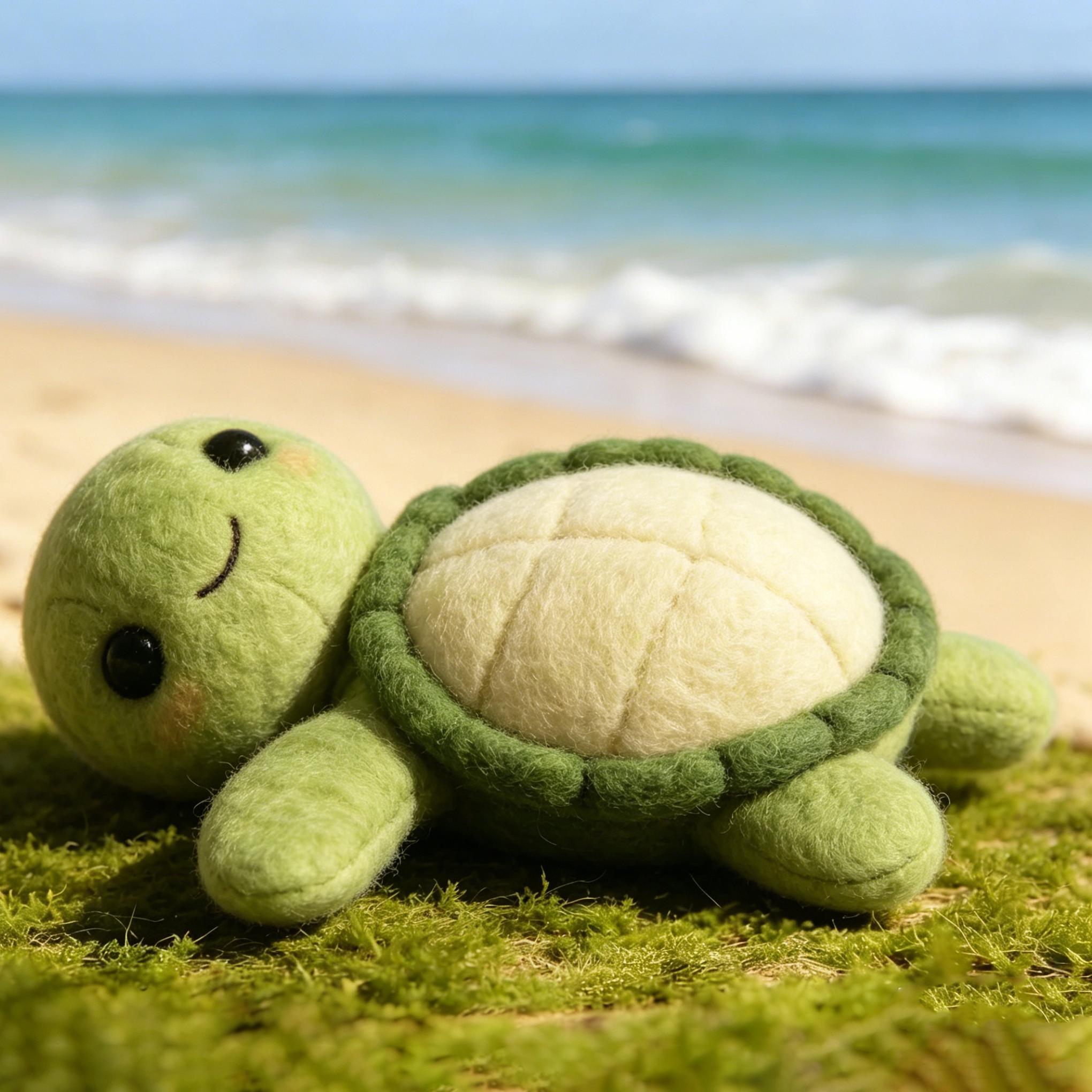 Needle Felted Sea Turtle Wool Ornament - Image 4