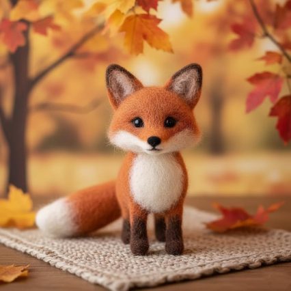 Needle Felted Fox Wool Ornament