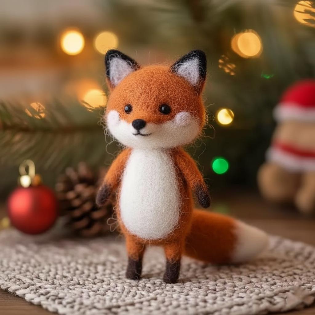 Needle Felted Fox Wool Ornament - Image 2
