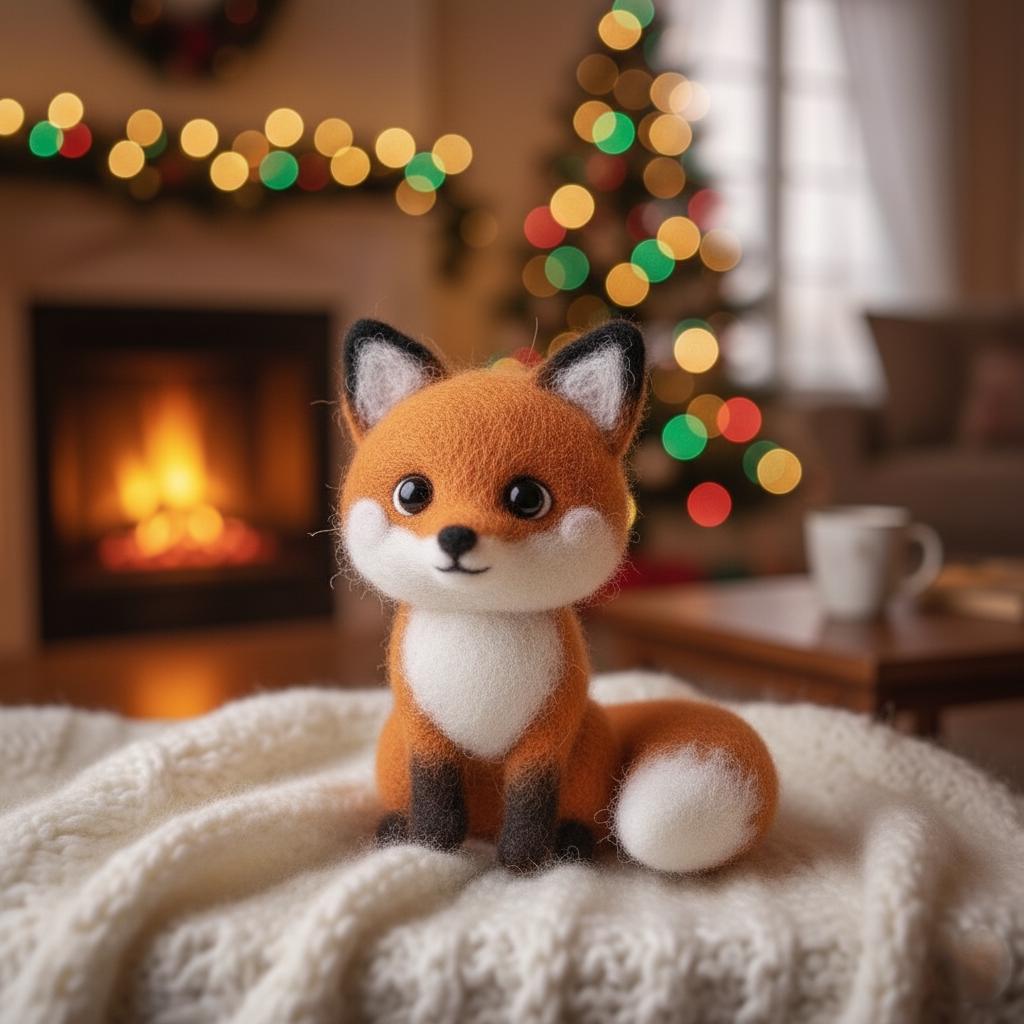 Needle Felted Fox Wool Ornament - Image 4