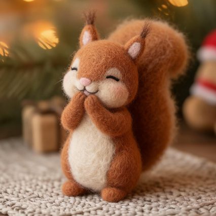 Needle Felted Squirrel Wool Ornament