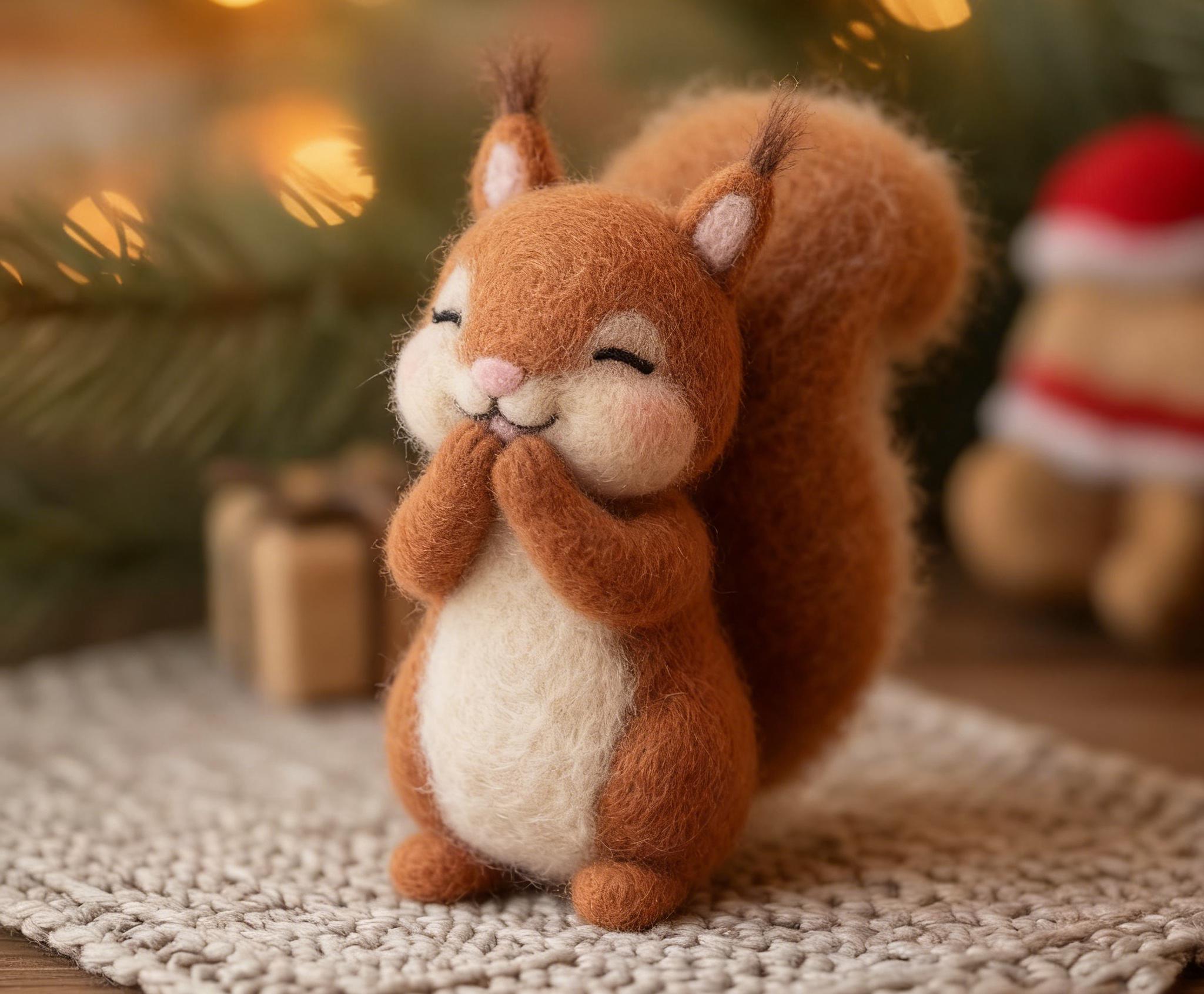 Needle Felted Squirrel Wool Ornament