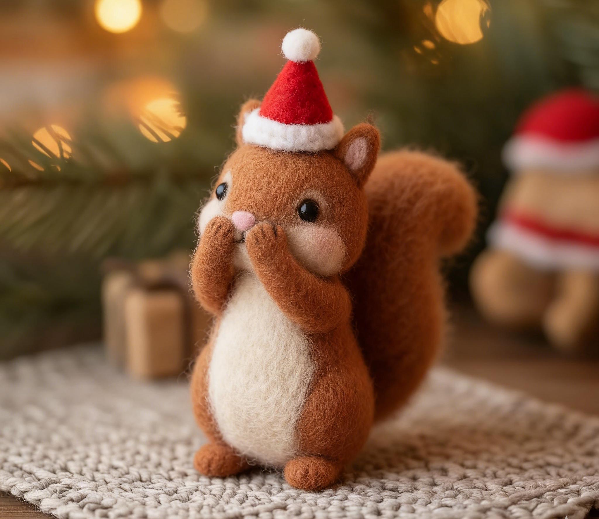 Needle Felted Squirrel Wool Ornament - Image 2