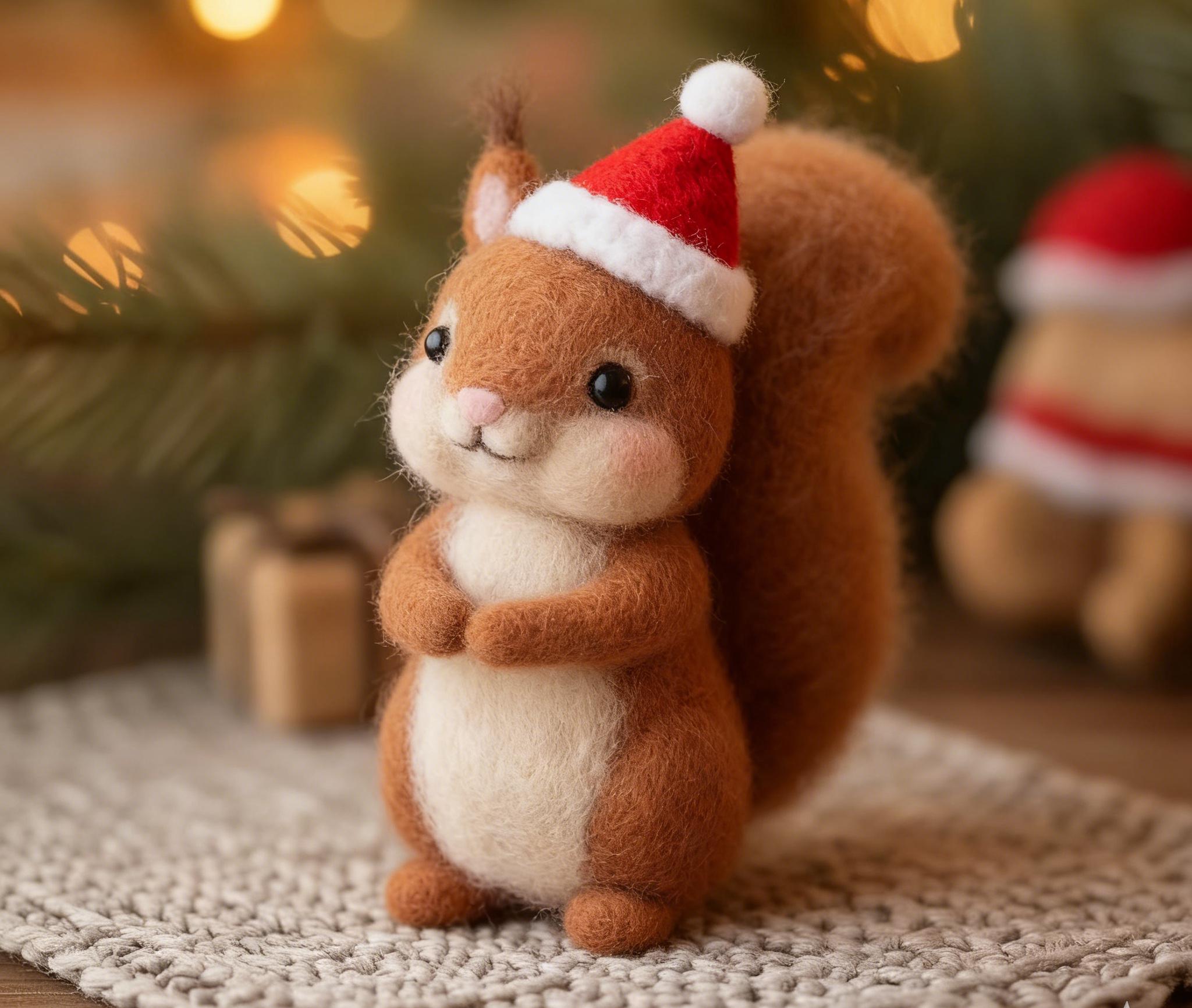 Needle Felted Squirrel Wool Ornament - Image 3