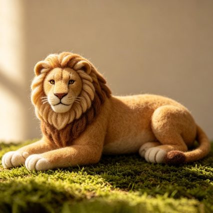 Needle Felted Lion Wool Ornament