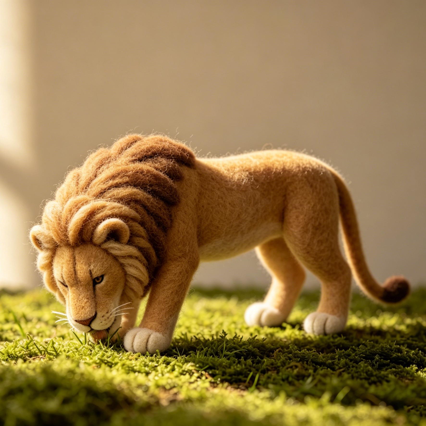 Needle Felted Lion Wool Ornament - Image 2