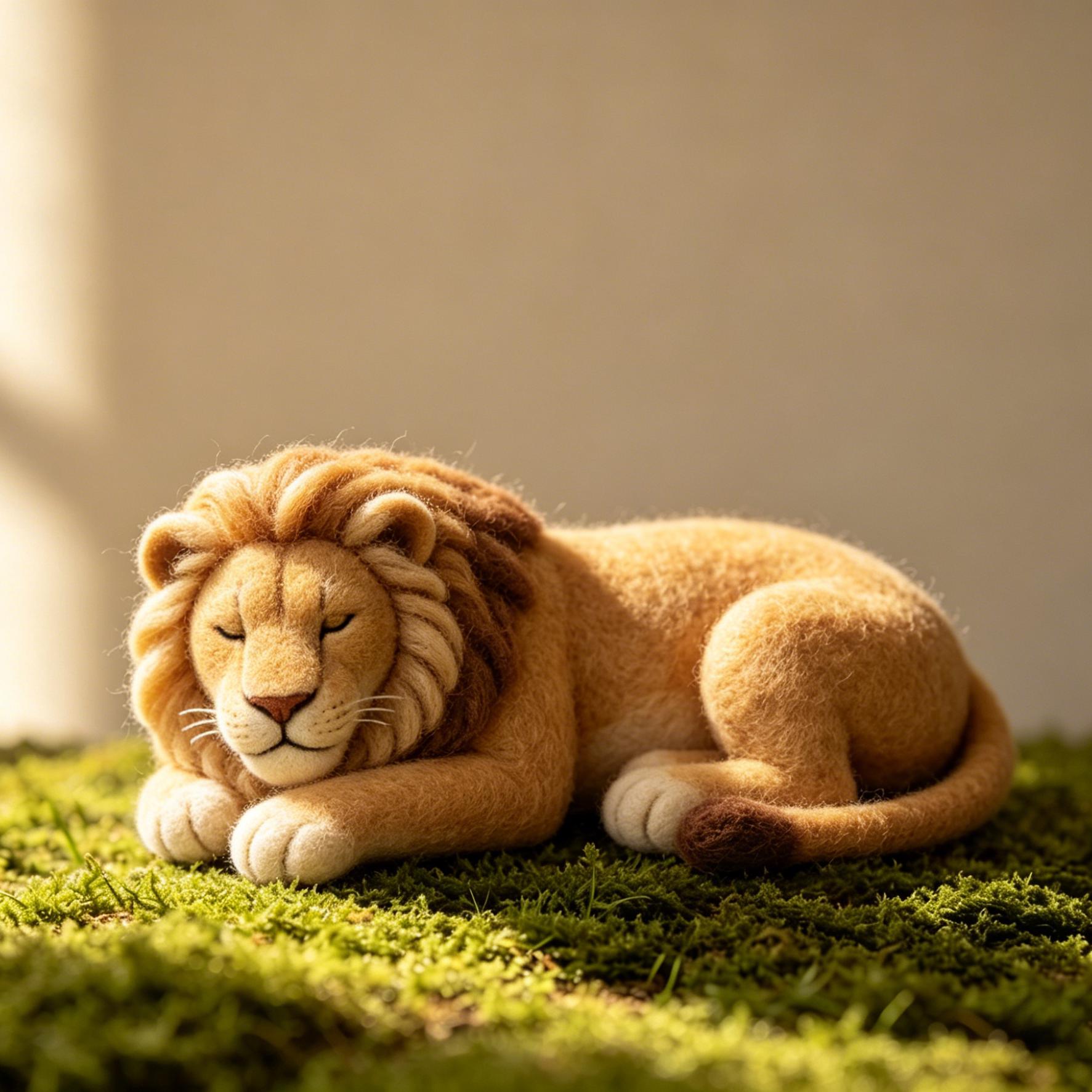 Needle Felted Lion Wool Ornament - Image 3