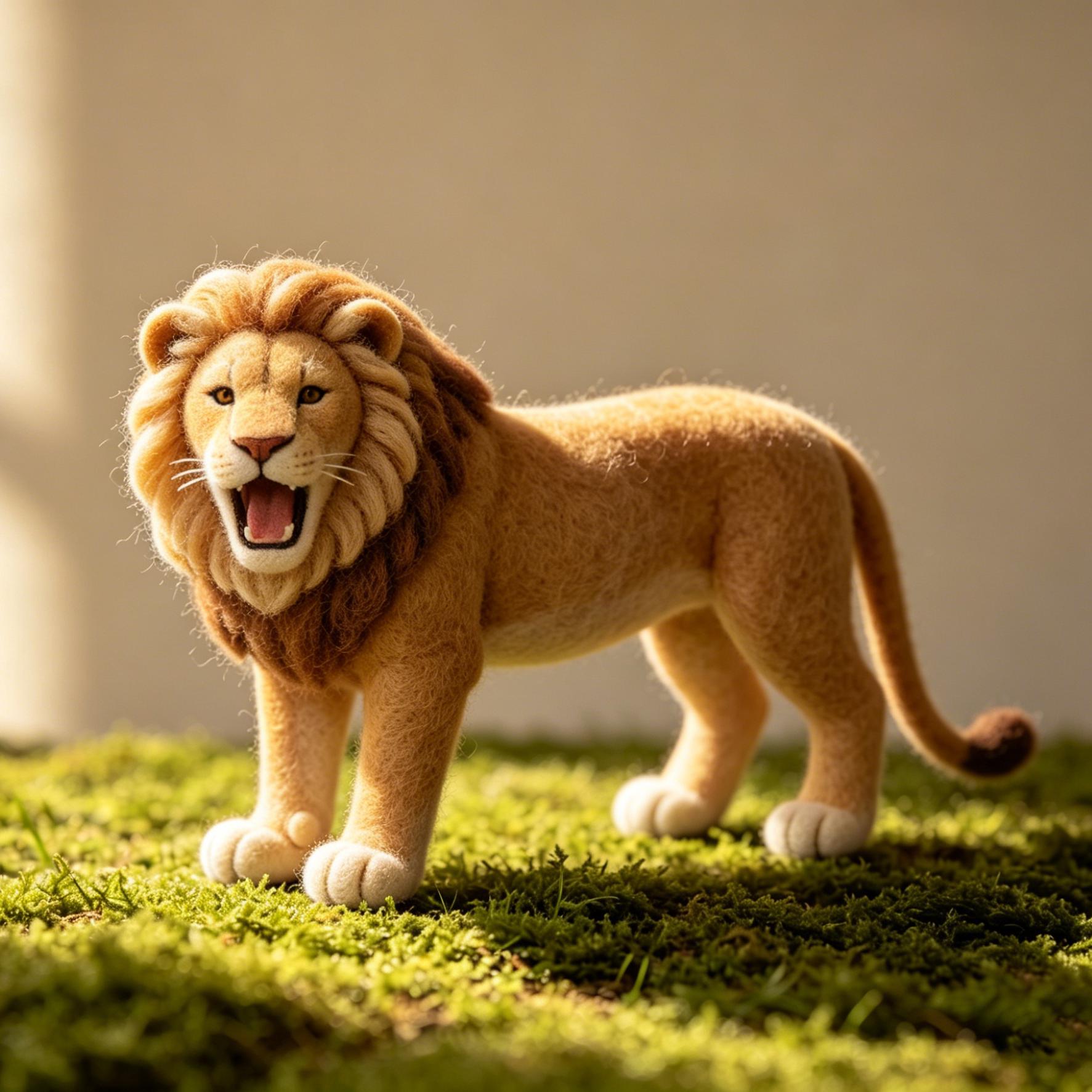Needle Felted Lion Wool Ornament - Image 4