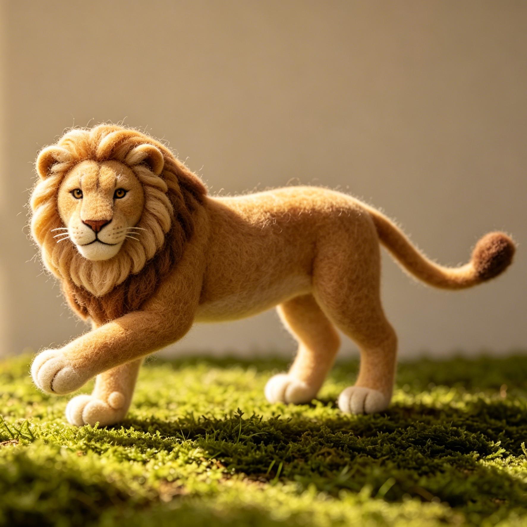 Needle Felted Lion Wool Ornament - Image 5