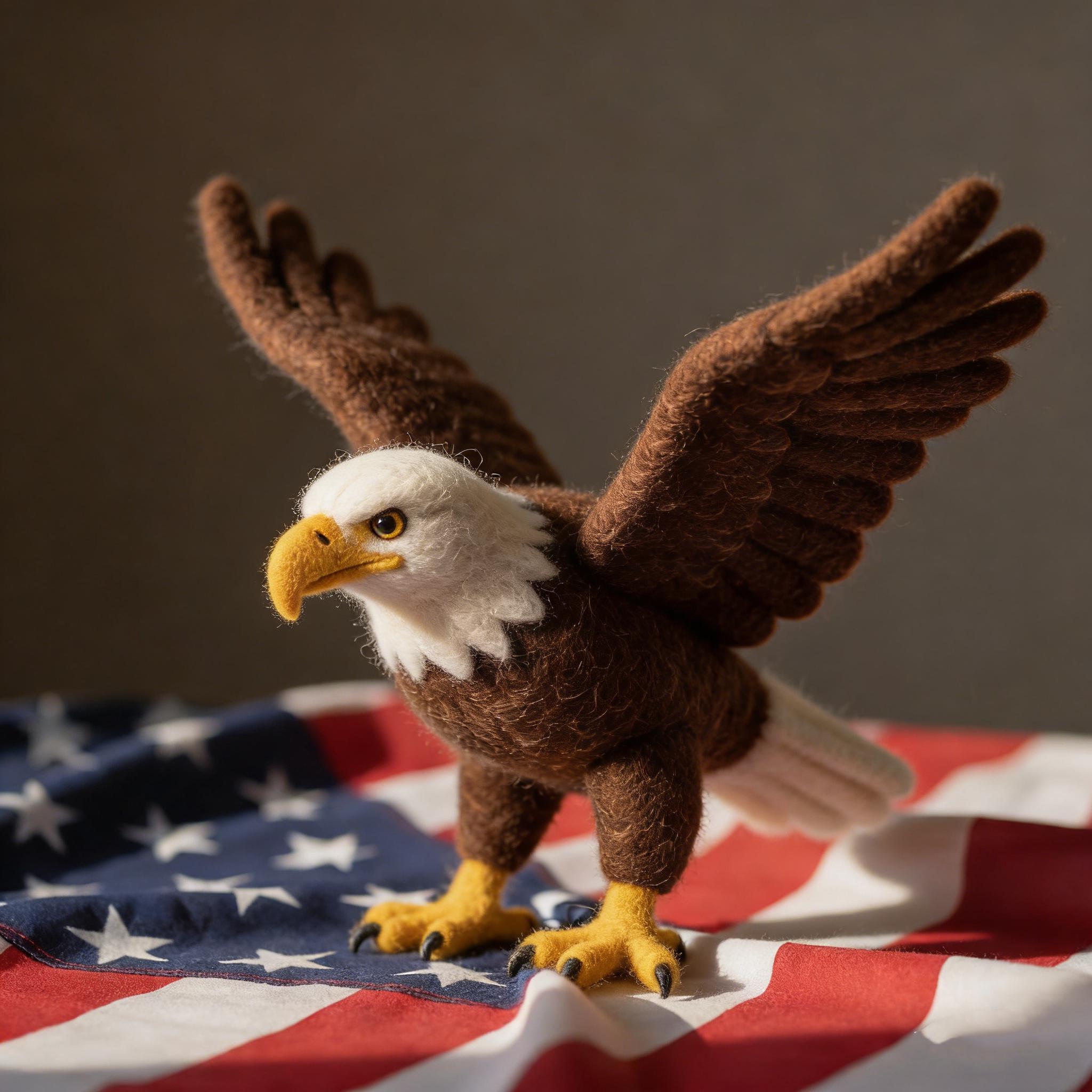 Needle Felted Bald Eagle Wool Ornament