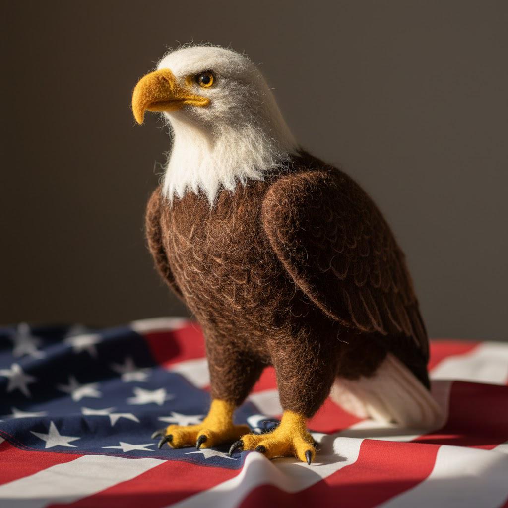 Needle Felted Bald Eagle Wool Ornament - Image 2
