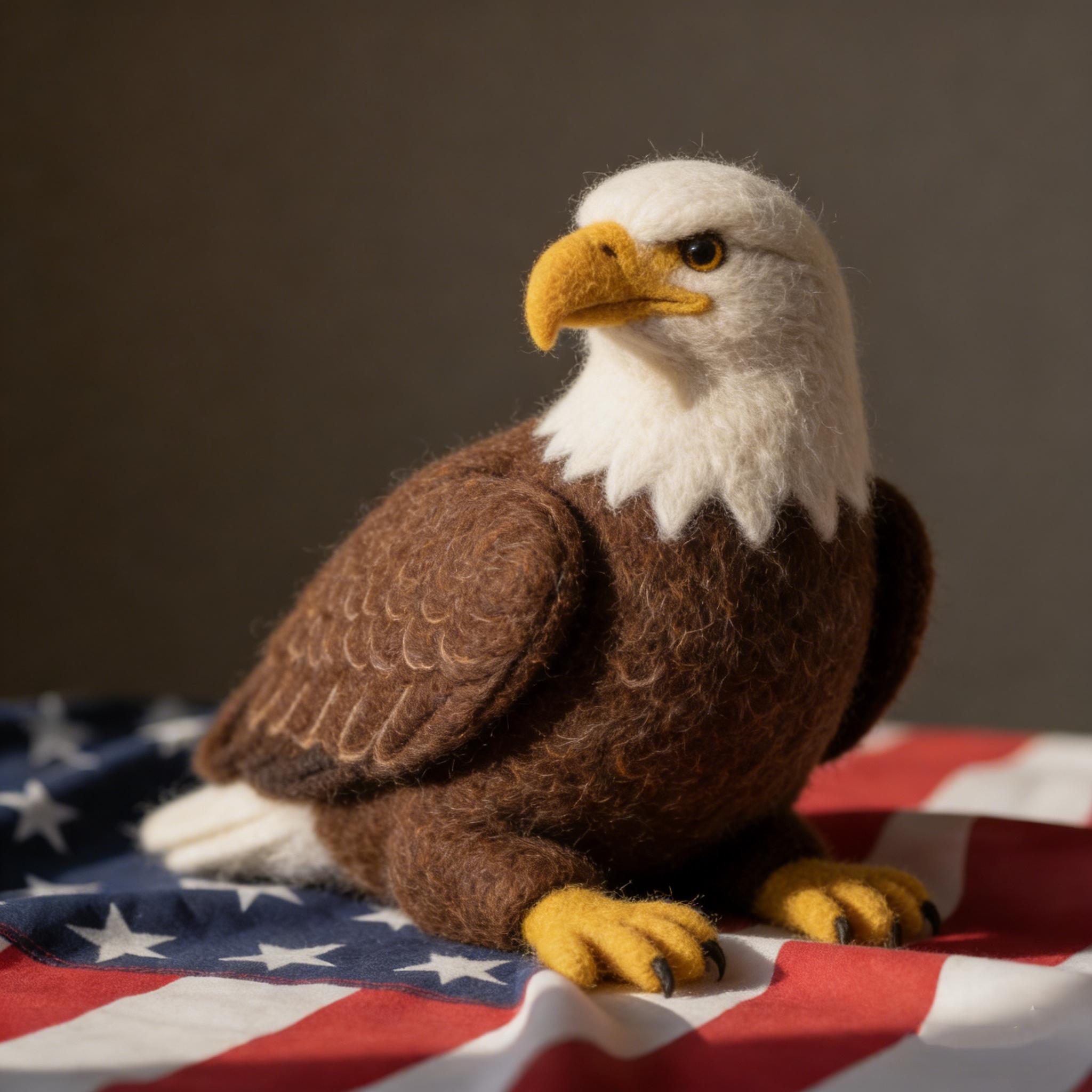Needle Felted Bald Eagle Wool Ornament - Image 3