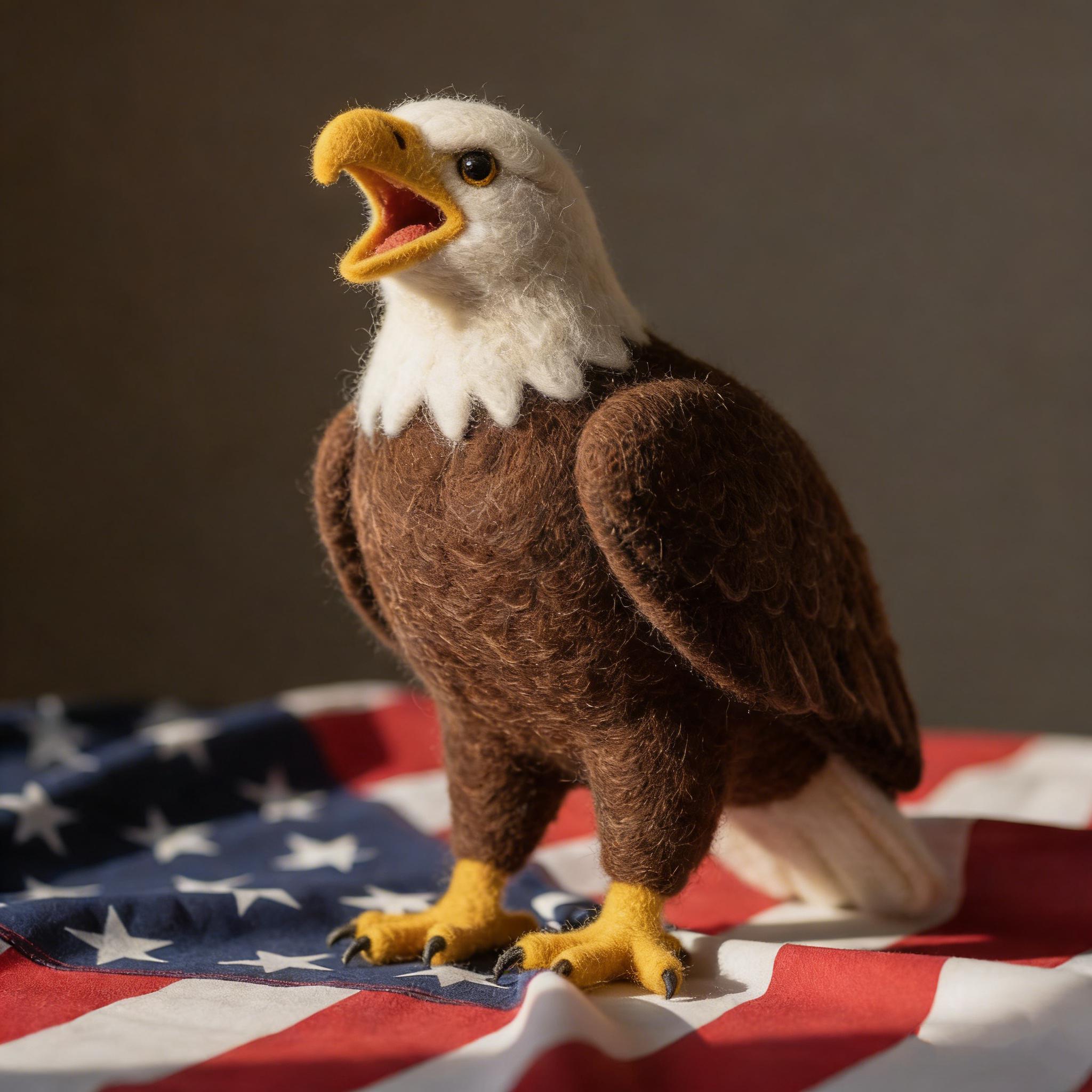 Needle Felted Bald Eagle Wool Ornament - Image 4