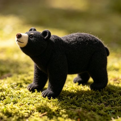 Needle Felted Black Bear Wool Ornament