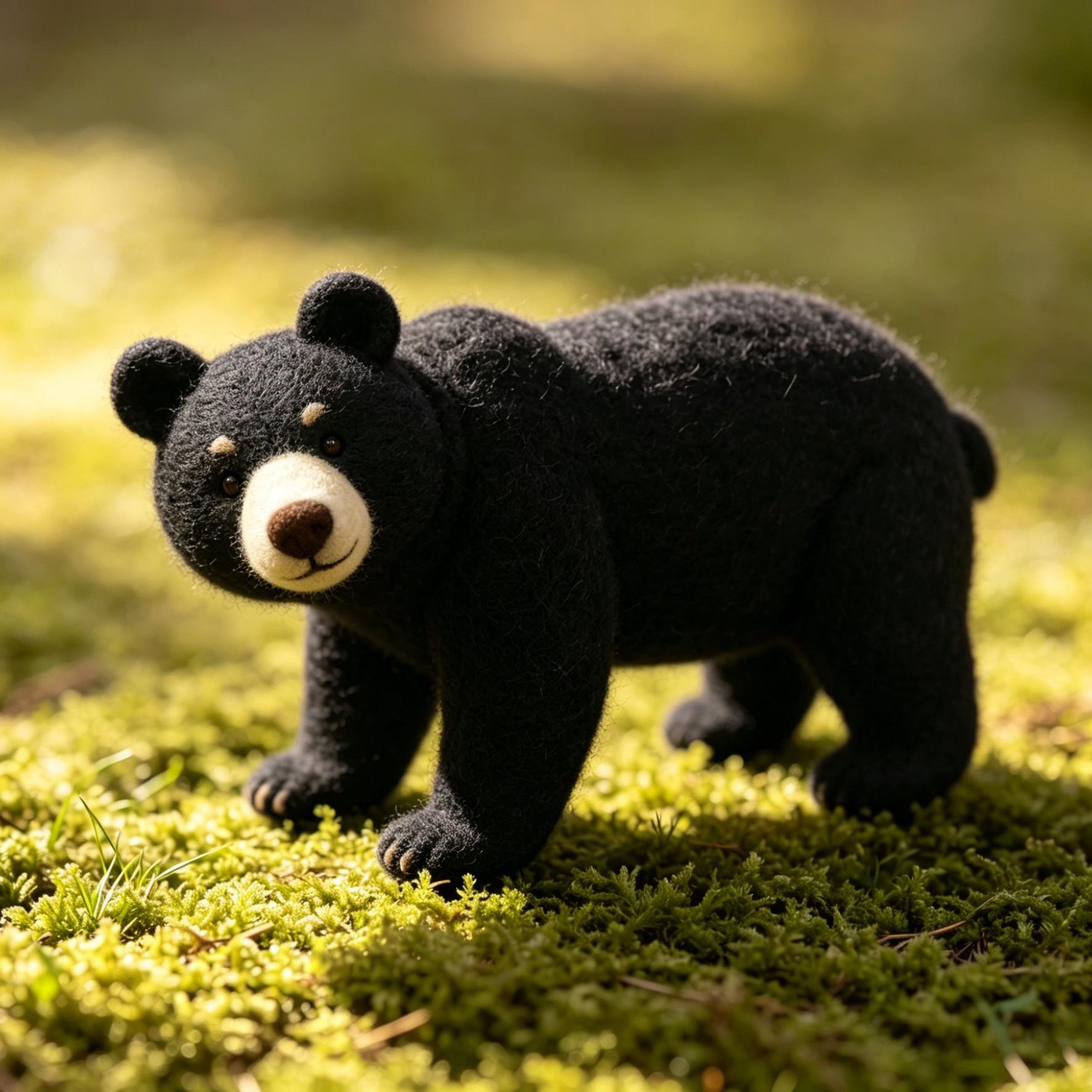 Needle Felted Black Bear Wool Ornament - Image 3
