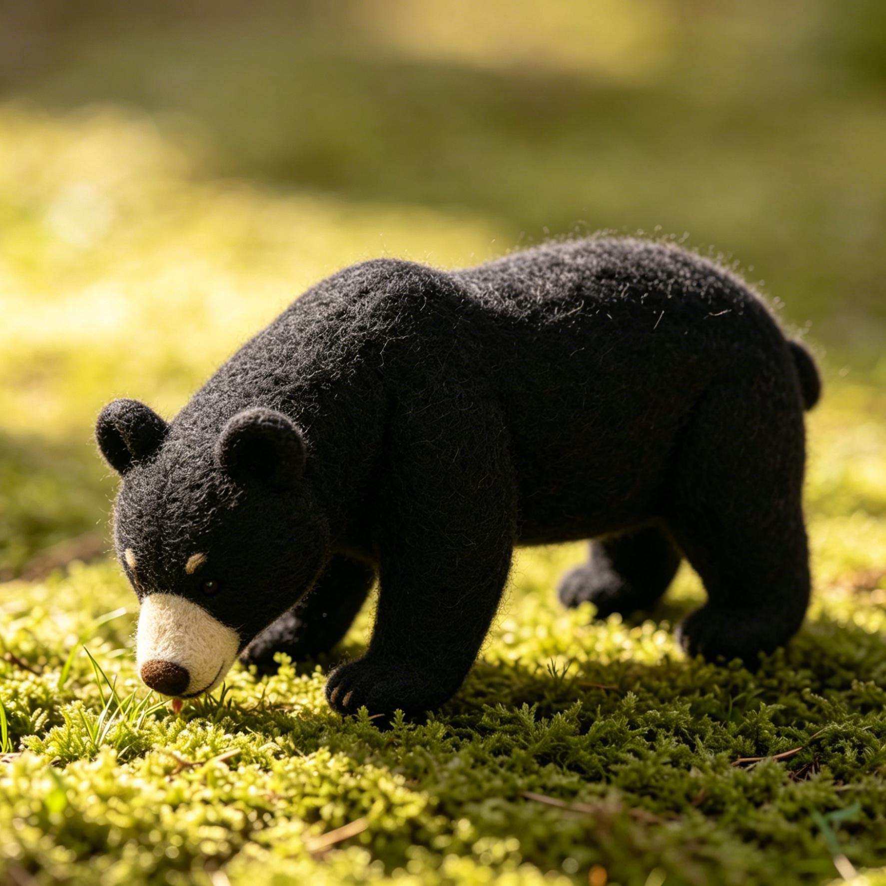 Needle Felted Black Bear Wool Ornament - Image 4