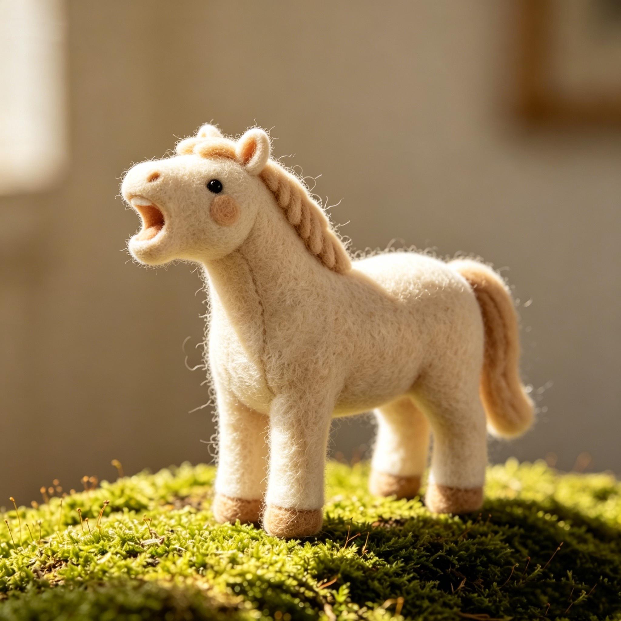 Needle Felted White Horse Wool Ornament - Image 4