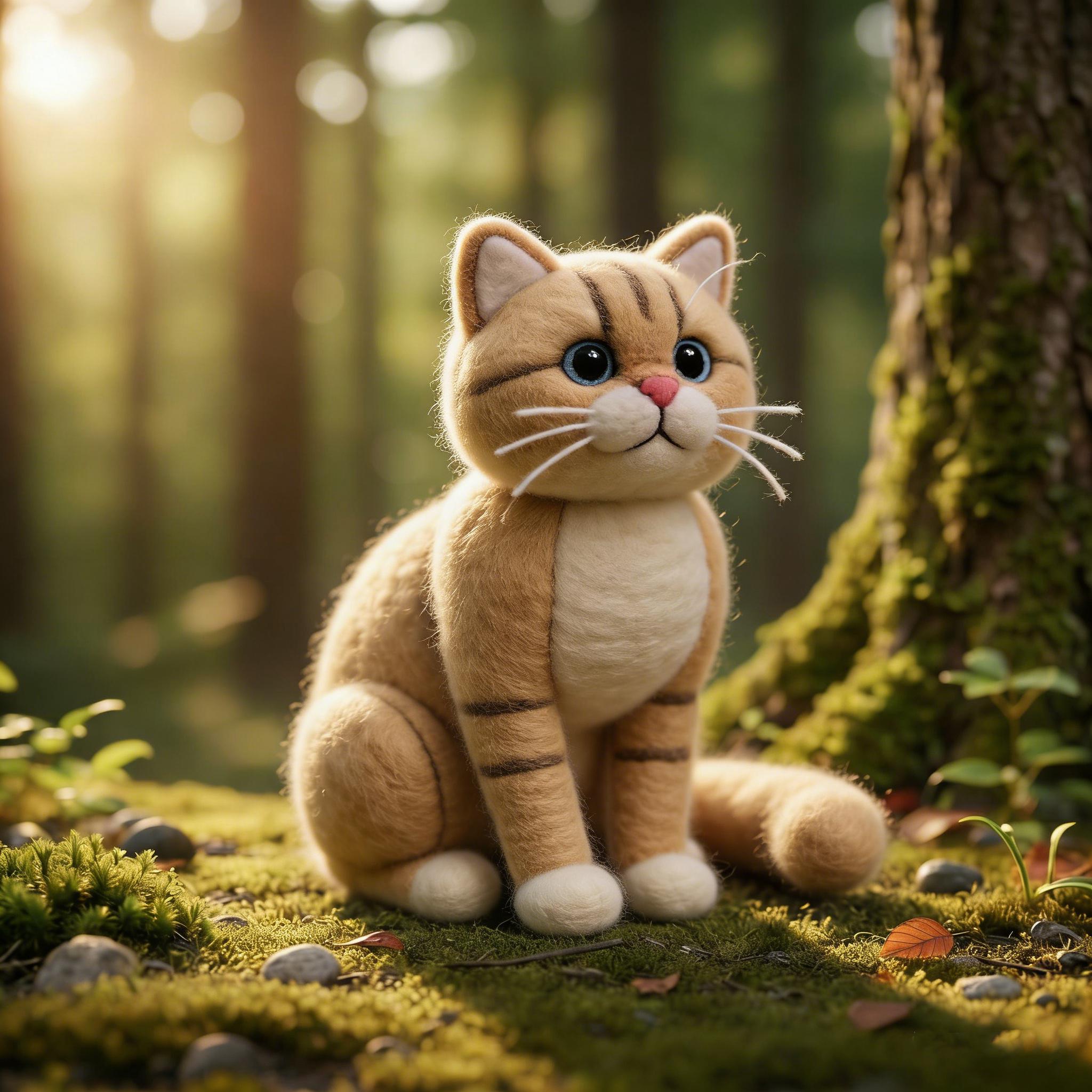 Needle Felted Cat Wool Ornament