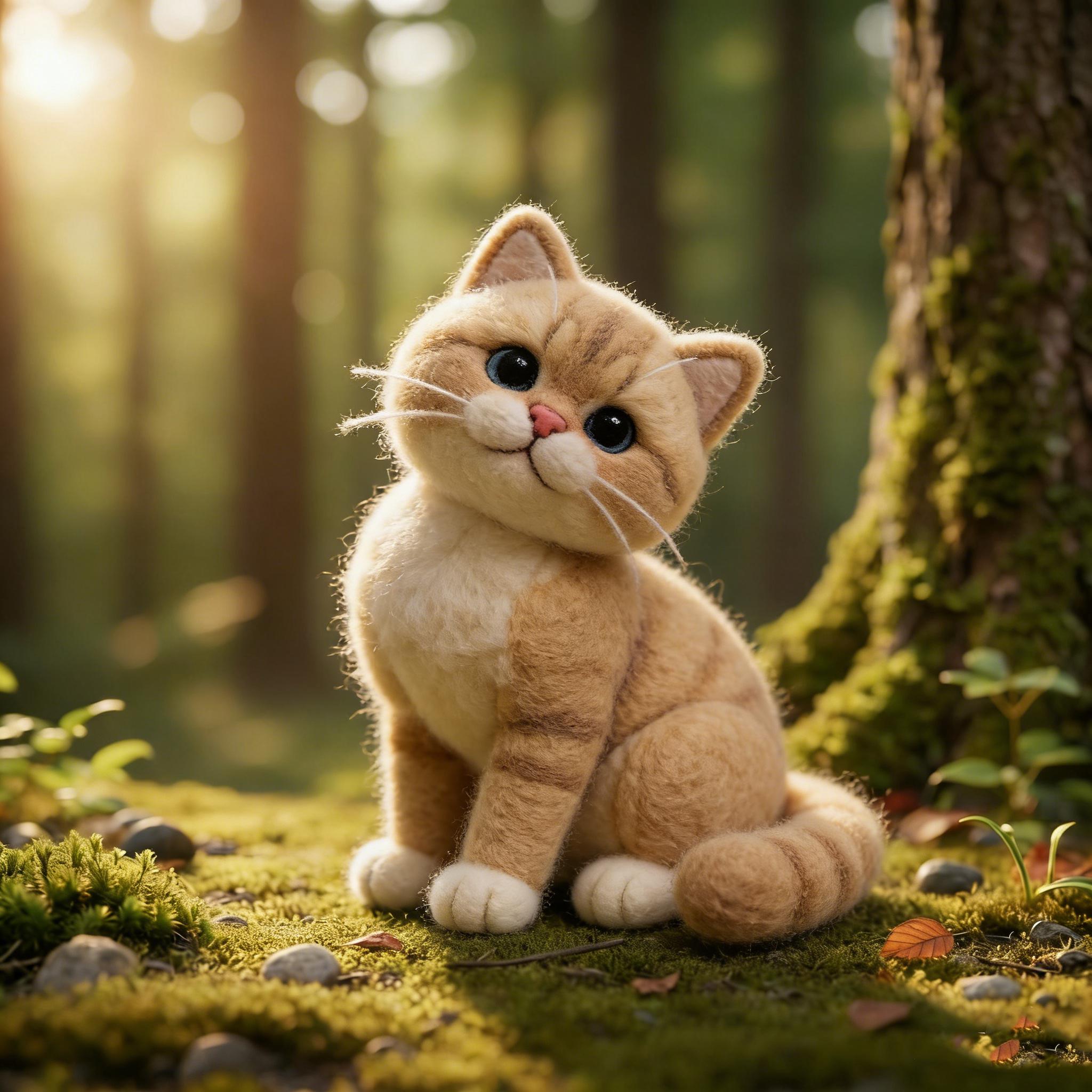 Needle Felted Cat Wool Ornament - Image 4