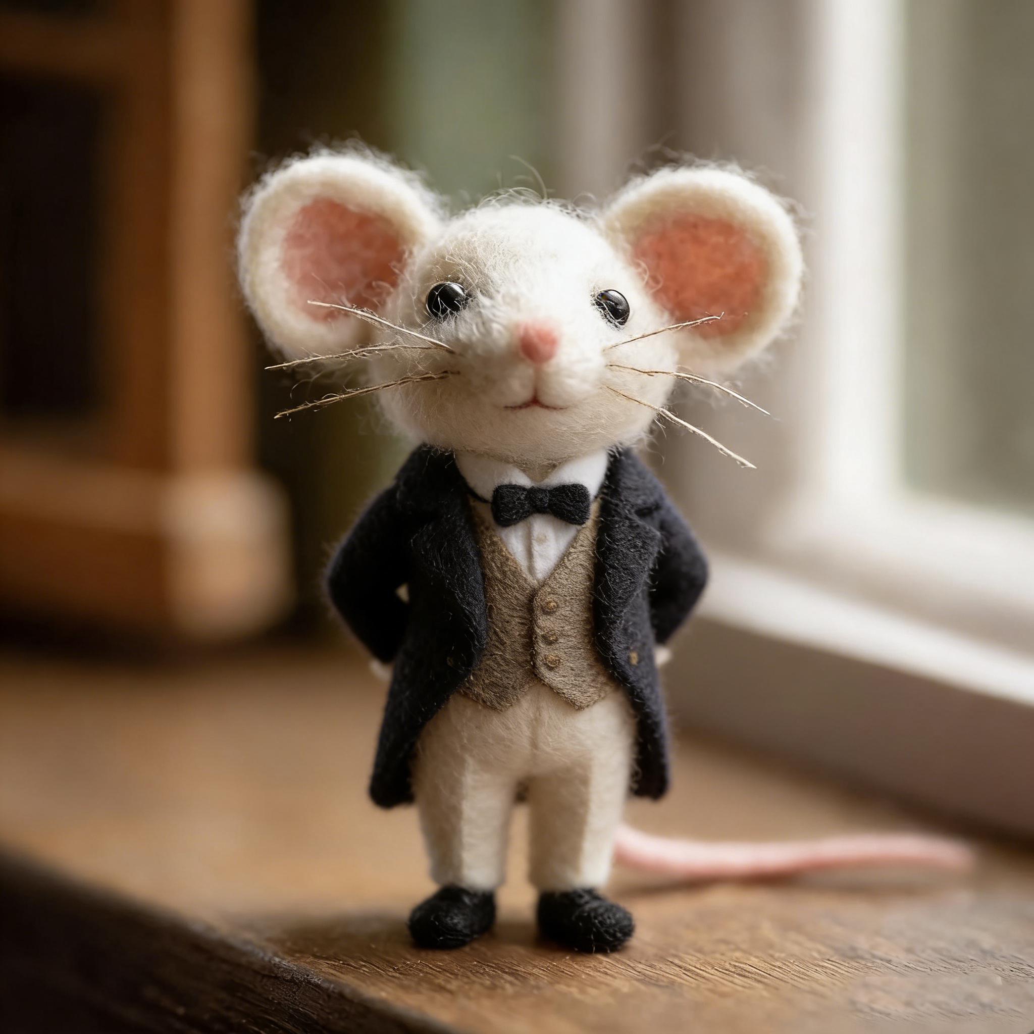 Needle Felted Mouse Wool Ornament - Image 2