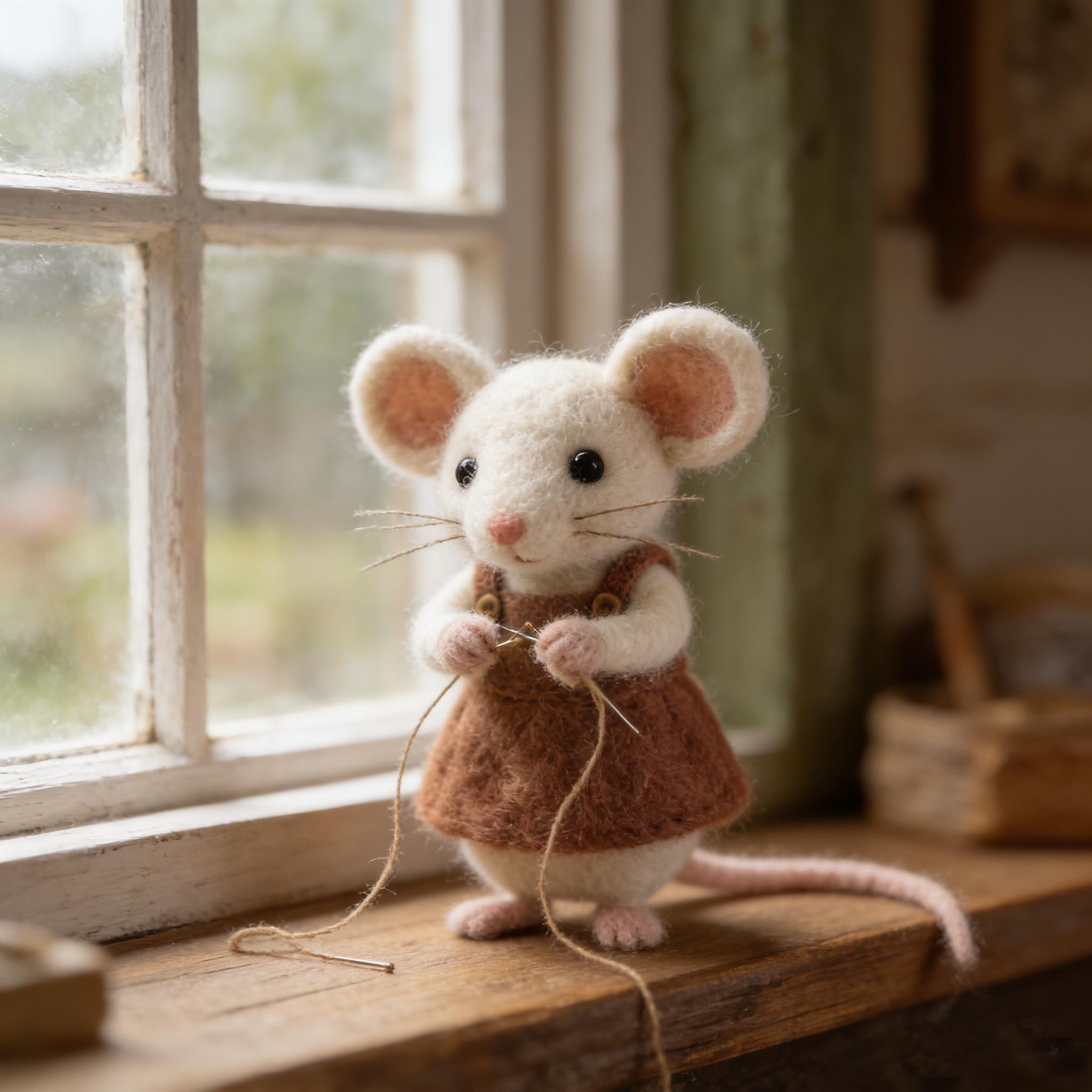 Needle Felted Mouse Wool Ornament