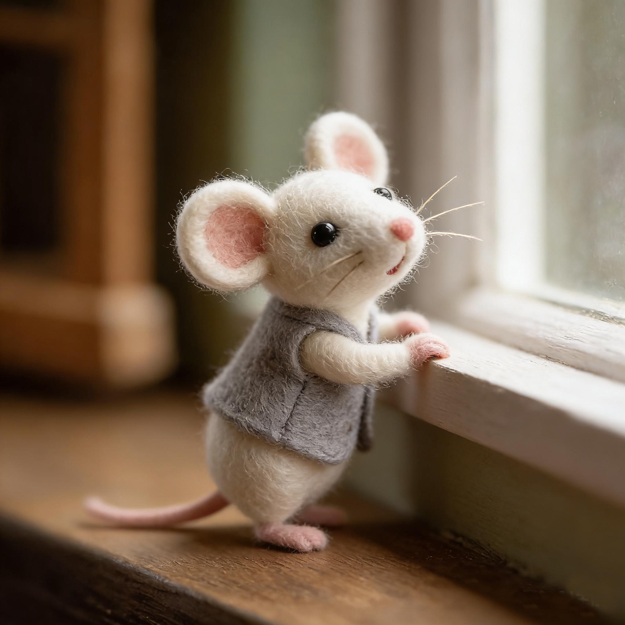 Needle Felted Mouse Wool Ornament - Image 3