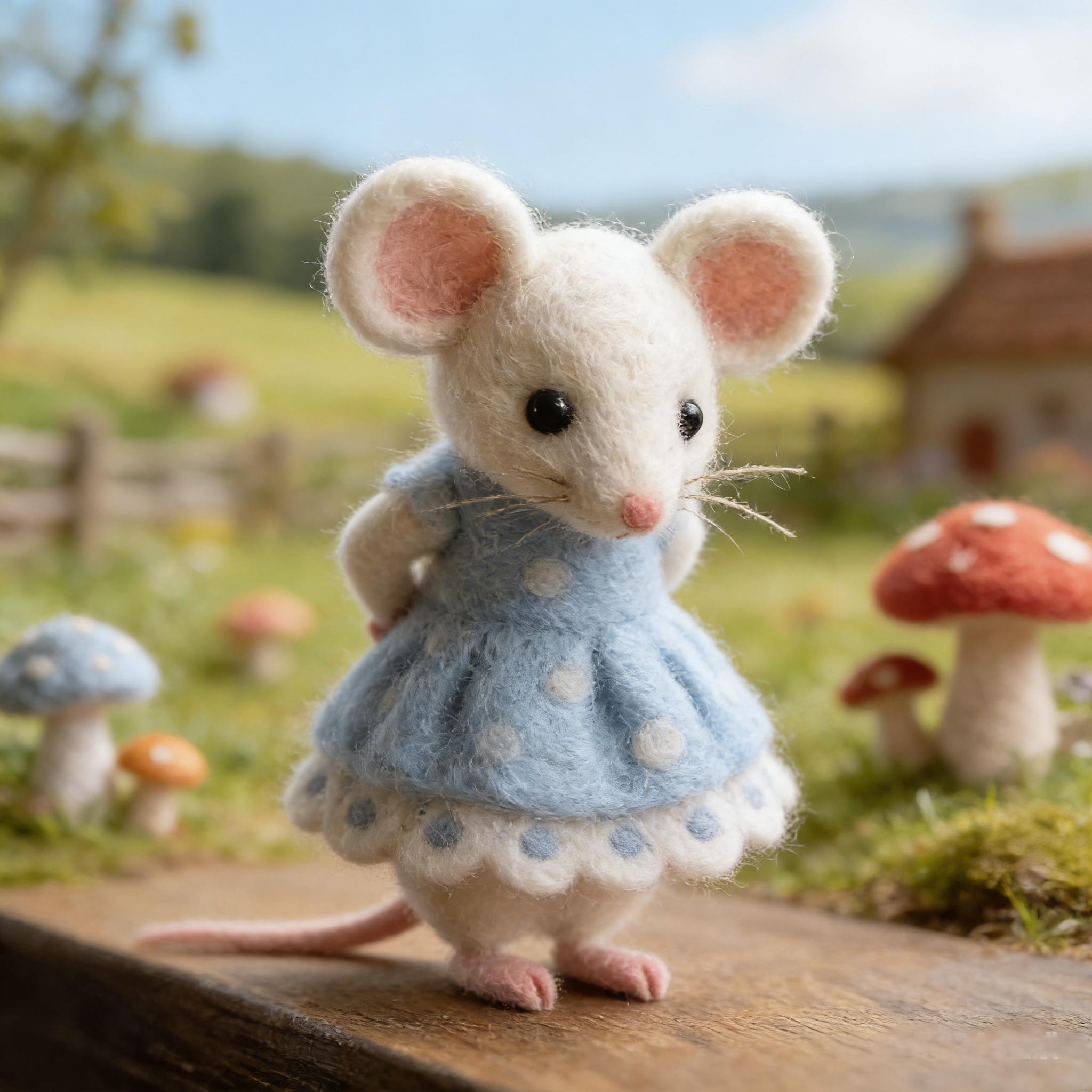 Needle Felted Mouse Wool Ornament - Image 4