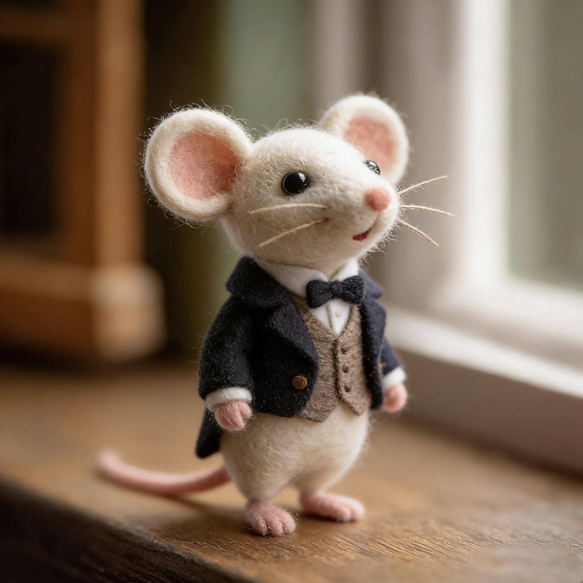 Needle Felted Mouse Wool Ornament - Image 5